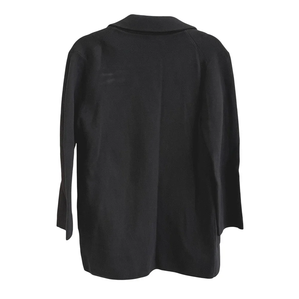 Quince Organic Cotton Knit Blazer Womens S Black Minimalist Open Front Jacket
